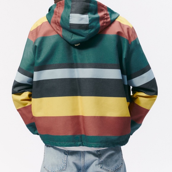Zara- Men’s Hooded Striped Lightweight Jacket- Sz Large- NWOT- WOW!!!! - Picture 7 of 7